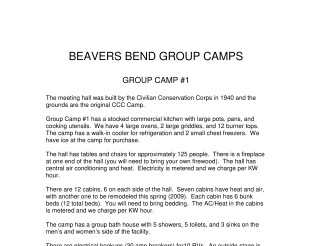 View Additional Beavers Bend Group Camp Info